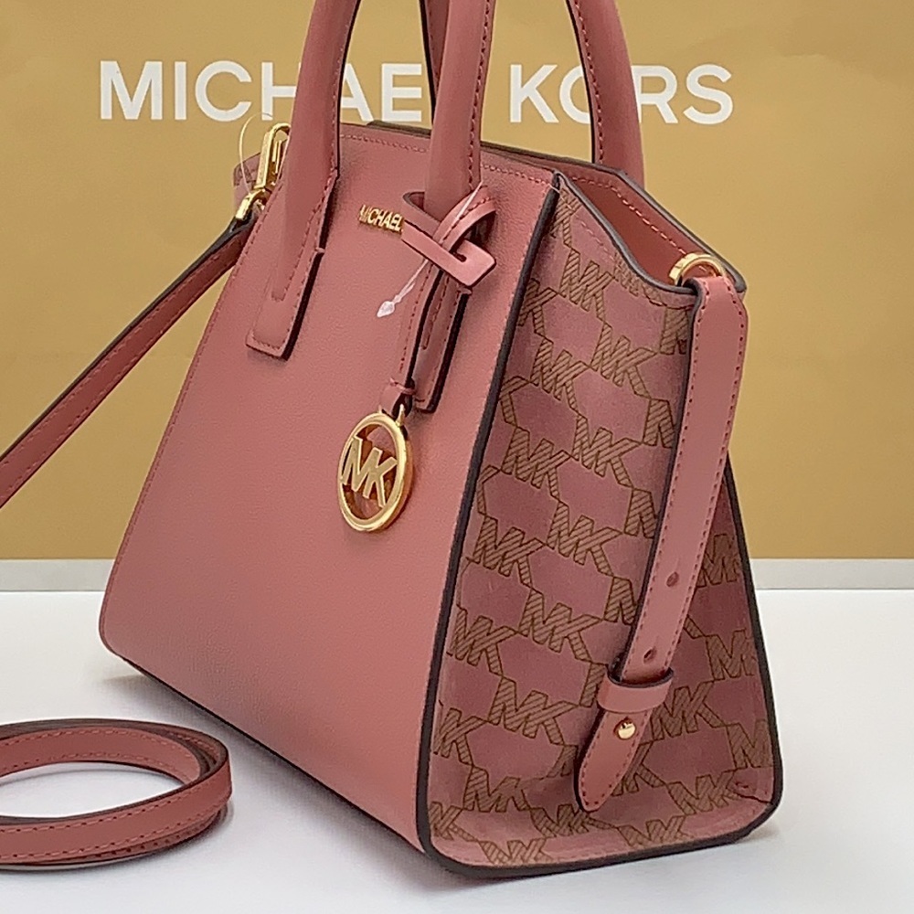 MICHAEL KORS AVRIL SMALL TOP ZIP SATCHEL CROSSBODY BAG ROSE COLOR - Picture 4 of 15